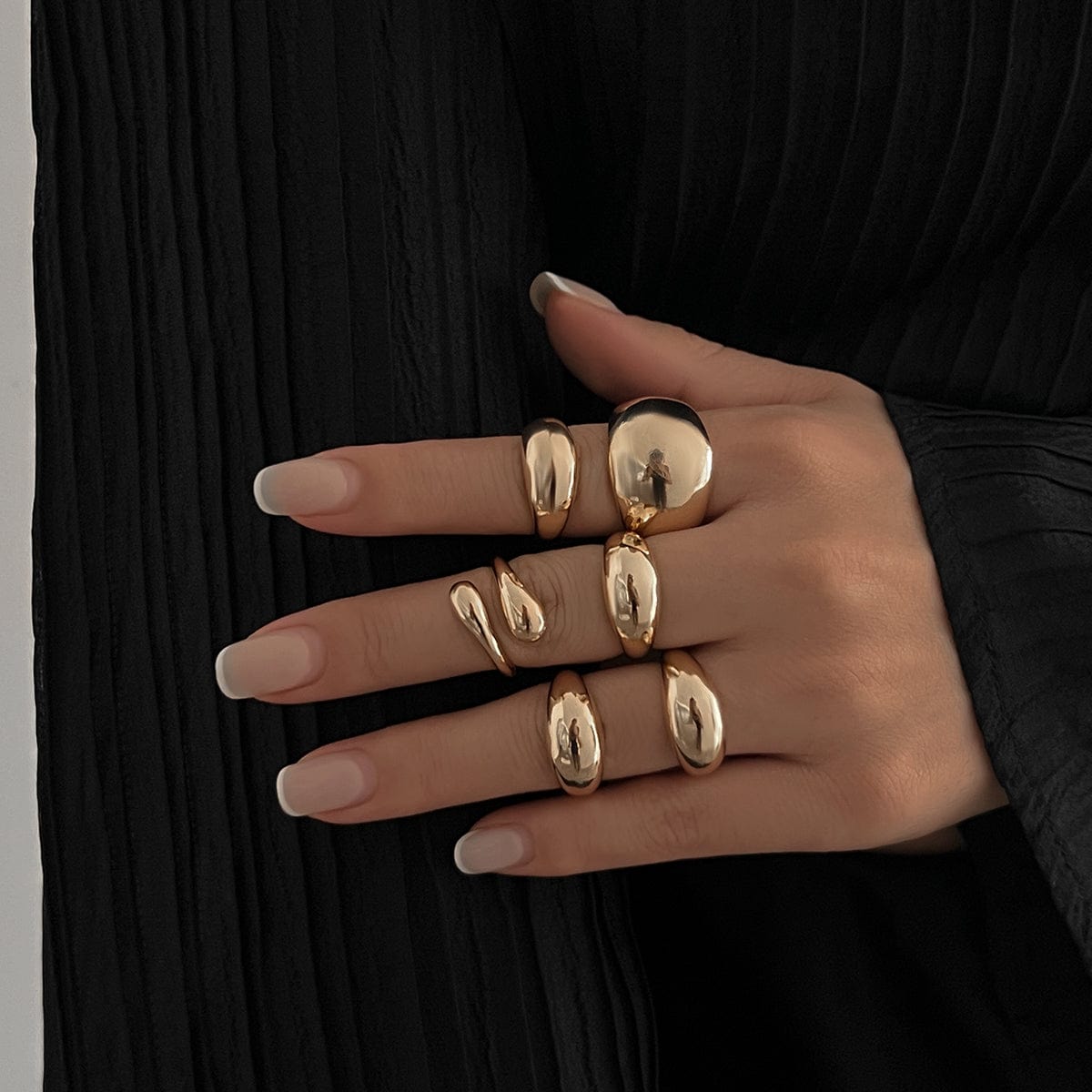 Minimalist 6pcs Gold Silver Plated Stackable Open Ring Set - ArtGalleryZen