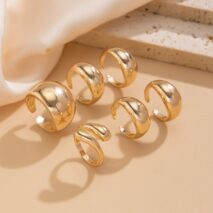 Minimalist 6pcs Gold Silver Plated Stackable Open Ring Set - ArtGalleryZen