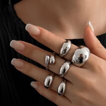 Minimalist 6pcs Gold Silver Plated Stackable Open Ring Set - ArtGalleryZen
