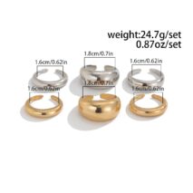 Minimalist 6pcs Gold Silver Tone Glossy Ring Set - ArtGalleryZen