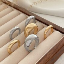 Minimalist 6pcs Gold Silver Tone Glossy Ring Set - ArtGalleryZen