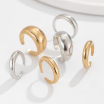 Minimalist 6pcs Gold Silver Tone Glossy Ring Set - ArtGalleryZen