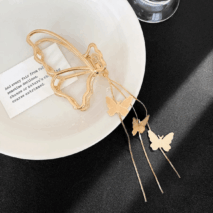 Minimalist Butterfly Chain Tassel Chignon Claw Clip Hair Clip - ArtGalleryZen