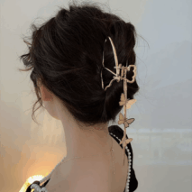 Minimalist Butterfly Chain Tassel Chignon Claw Clip Hair Clip - ArtGalleryZen