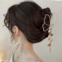 Minimalist Butterfly Chain Tassel Chignon Claw Clip Hair Clip - ArtGalleryZen