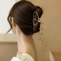 Minimalist Butterfly Chain Tassel Chignon Claw Clip Hair Clip - ArtGalleryZen