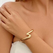Minimalist Chic Lightning Pattern Bangle Bracelet - ArtGalleryZen
