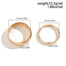 Minimalist Chunky 2Pcs Gold Silver Pleated Bangle Bracelet Set - ArtGalleryZen