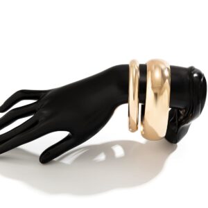 Minimalist Chunky 2Pcs Gold Silver Pleated Bangle Bracelet Set - ArtGalleryZen