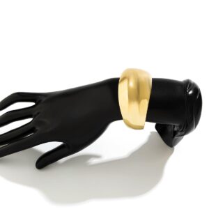 Minimalist Chunky Curved Glossy Wide Cuff Bangle Bracelet - ArtGalleryZen