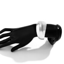 Minimalist Chunky Curved Glossy Wide Cuff Bangle Bracelet - ArtGalleryZen