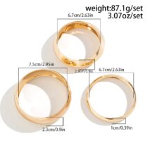 Minimalist Chunky Gold Silver Pleated Bangle Bracelet Set - ArtGalleryZen