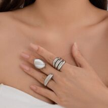 Minimalist Chunky Gold Silver Plated Glossy Open Ring Set - ArtGalleryZen