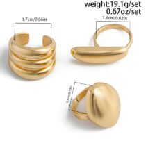 Minimalist Chunky Gold Silver Plated Glossy Open Ring Set - ArtGalleryZen