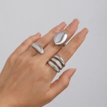 Minimalist Chunky Gold Silver Plated Glossy Open Ring Set - ArtGalleryZen