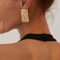 Minimalist Chunky Textured Square Stud Earrings - ArtGalleryZen