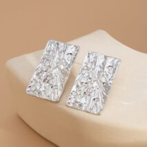 Minimalist Chunky Textured Square Stud Earrings - ArtGalleryZen