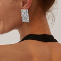 Minimalist Chunky Textured Square Stud Earrings - ArtGalleryZen