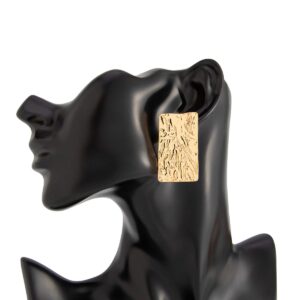 Minimalist Chunky Textured Square Stud Earrings - ArtGalleryZen