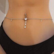 Minimalist Crystal Navel Piercing Belly Chain - ArtGalleryZen