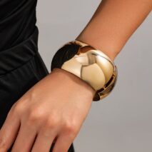 Minimalist Cut Surface Wide Cuff Bangle Bracelet - ArtGalleryZen
