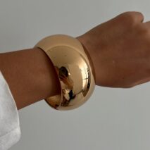 Minimalist Cut Surface Wide Cuff Bangle Bracelet - ArtGalleryZen