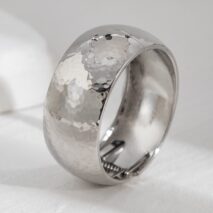 Minimalist Gold Silver Plated Hammered Wide Cuff Bangle Bracelet - ArtGalleryZen