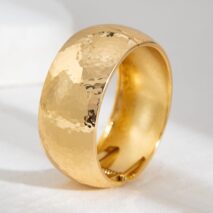 Minimalist Gold Silver Plated Hammered Wide Cuff Bangle Bracelet - ArtGalleryZen