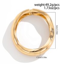 Minimalist Gold Silver Tone Wave Bangle Bracelet - ArtGalleryZen