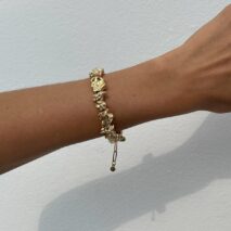 Minimalist Irregular Gold Silver Tone Lava Necklace Bracelet - ArtGalleryZen