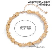 Minimalist Irregular Gold Silver Tone Lava Necklace Bracelet - ArtGalleryZen