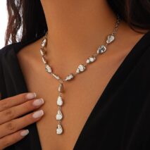 Minimalist Irregular Waterdrop Charm Y Necklace - ArtGalleryZen
