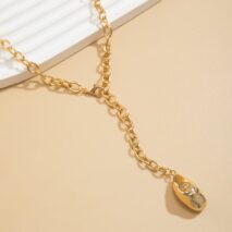 Minimalist Irregular Waterdrop Dangle Curb Chain Y Necklace - ArtGalleryZen