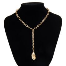 Minimalist Irregular Waterdrop Dangle Curb Chain Y Necklace - ArtGalleryZen