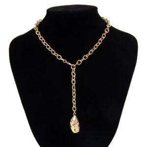 Minimalist Irregular Waterdrop Dangle Curb Chain Y Necklace - ArtGalleryZen