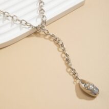 Minimalist Irregular Waterdrop Dangle Curb Chain Y Necklace - ArtGalleryZen