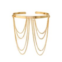 Minimalist Layered Curb Chain Tassel Arm Cuff - ArtGalleryZen
