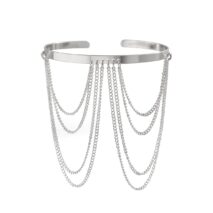 Minimalist Layered Curb Chain Tassel Arm Cuff - ArtGalleryZen