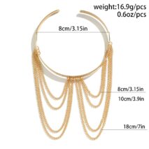 Minimalist Layered Curb Chain Tassel Arm Cuff - ArtGalleryZen
