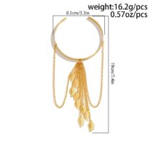 Minimalist Layered Leaf Tassel Arm Cuff - ArtGalleryZen