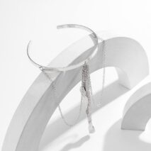Minimalist Layered Leaf Tassel Arm Cuff - ArtGalleryZen