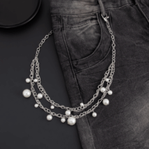 MInimalist Layered Pearl Charm Curb Trouser Chain - ArtGalleryZen