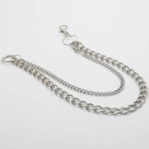 Minimalist Layered Silver Tone Metal Curb Link Trouser Chain - ArtGalleryZen
