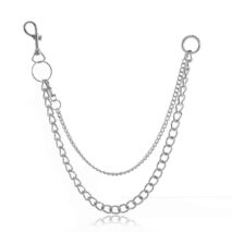 Minimalist Layered Silver Tone Metal Curb Link Trouser Chain - ArtGalleryZen