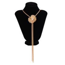 Minimalist Pearl Flower Charm Long Tassel Chain Y Necklace - ArtGalleryZen