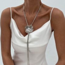 Minimalist Pearl Flower Charm Long Tassel Chain Y Necklace - ArtGalleryZen