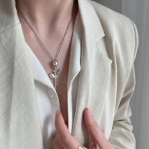 Minimalist Silver Tone Rose Flower Necklace - ArtGalleryZen