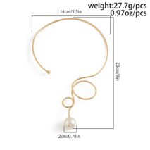 Minimalist Spiral Pearl Pendant Open Collar Necklace - ArtGalleryZen