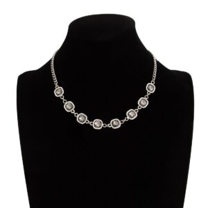 Minimalist Square Rhinestone Choker Necklace Bracelet - ArtGalleryZen