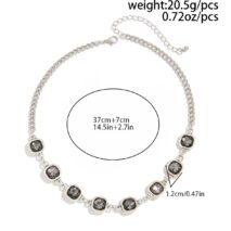 Minimalist Square Rhinestone Choker Necklace Bracelet - ArtGalleryZen